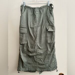 Ultra Flirt Olive Green Cargo Midi Skirt